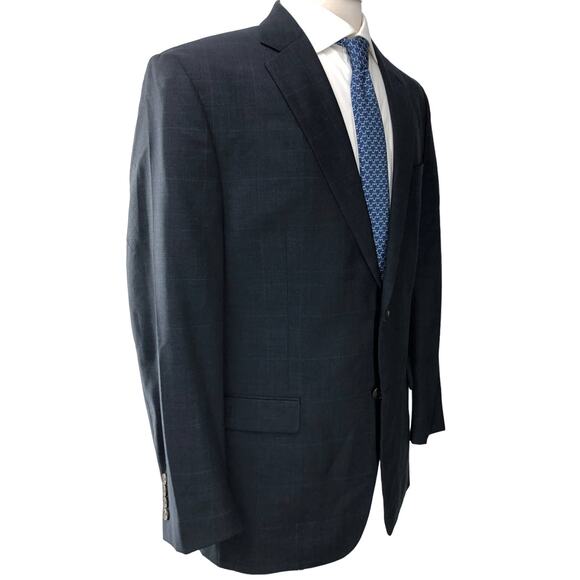 Ralph Lauren LRL Mens Size 40R Sport Coat Blazer Jacket Charcoal Blue Windowpane - Picture 9 of 15